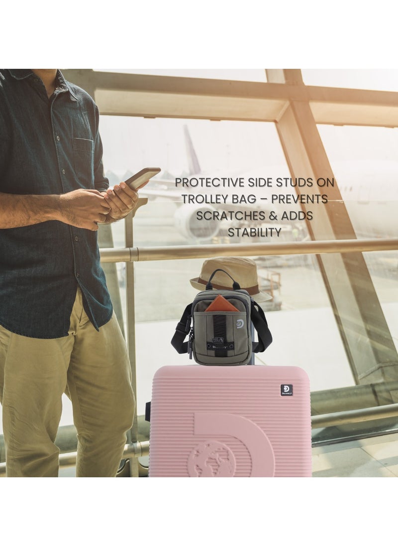 Discovery Eclipse ABS Hardside Checked Travel Luggage, Durable Lightweight 4 Double Wheel Expandable Trolley Bag, Extra Secure Combination Lock, 28" Suitcase, Check-In Large Trolley - Pink.