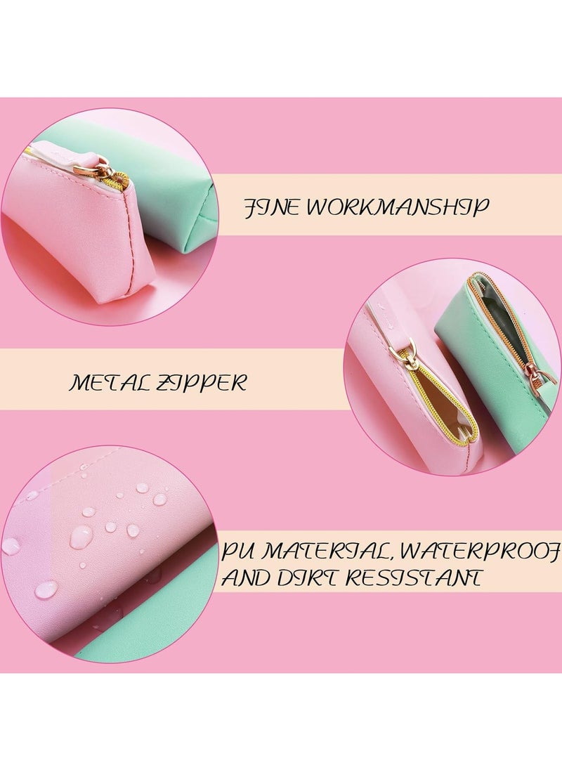 Oasisgalore 4PCS Leather Pen Pouch - Slim Zipper Pencil Case for Stationery & Cosmetics (4 Colors)  - Image 4