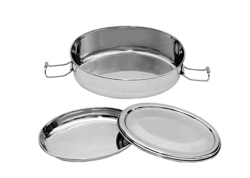 Dharam Paul Traders Stainless Steel Lunch Box,Oval Shaped,Big. - Image 2