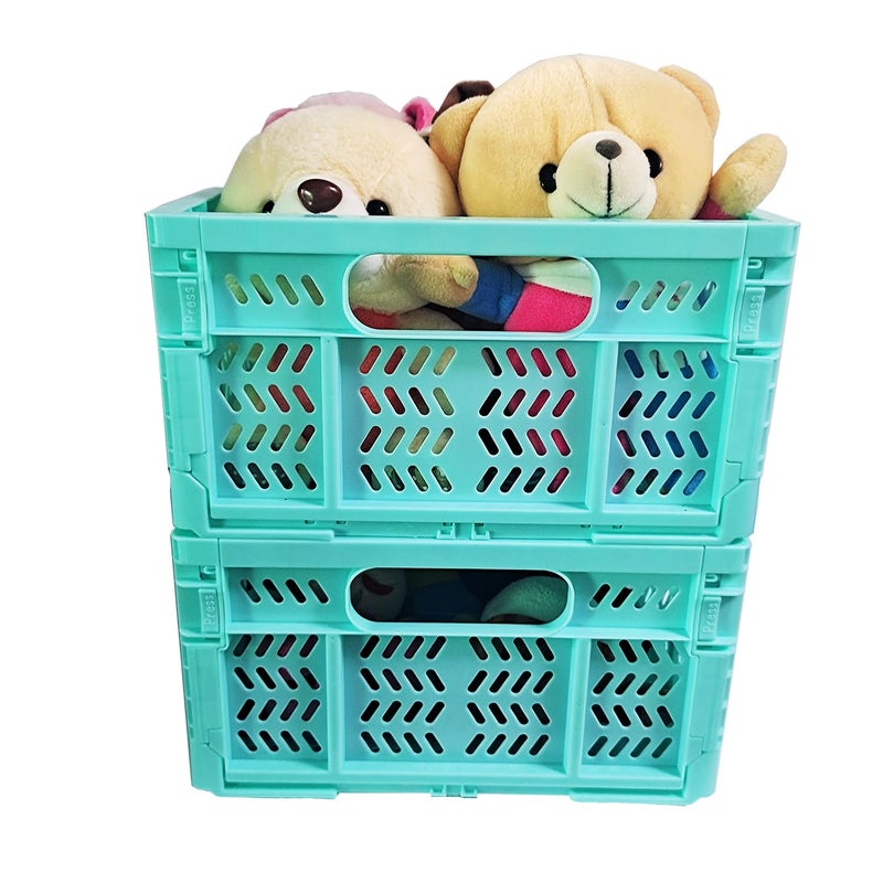 PTEREIW 20L Folding Crate, 4Pack Plastic Storage Baskets Organizer for Home and Office,Collapsible Storage Crates for Home Office and Outdoor Organizer. (Mix Colors) - Image 4