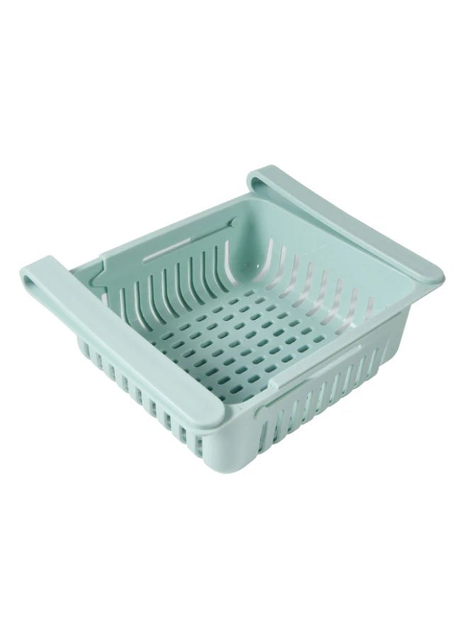 Kitchen Adjustable Stretchable Refrigerator Organizer Drawer Basket – Expandable Vegetable & Fruit Storage Rack Holder, Light Blue - Image 1