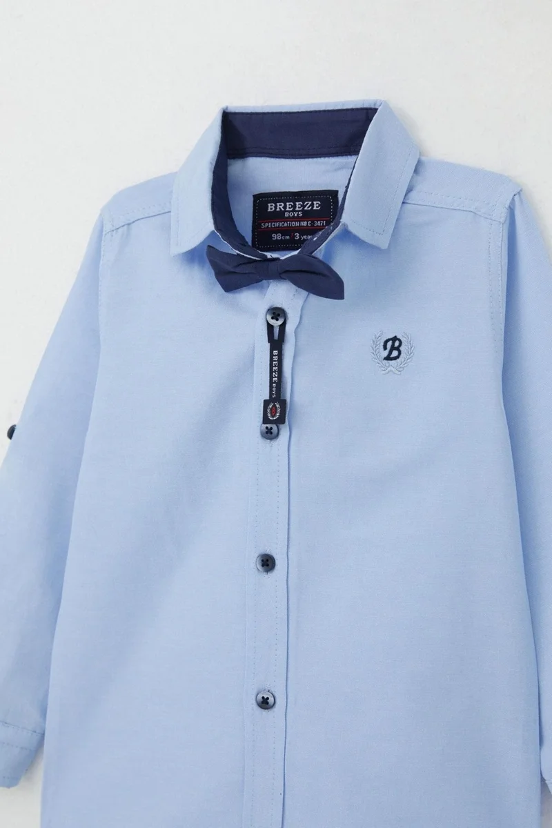 Breeze Boy Shirt with Bow Tie, Age 3-7, Light Blue