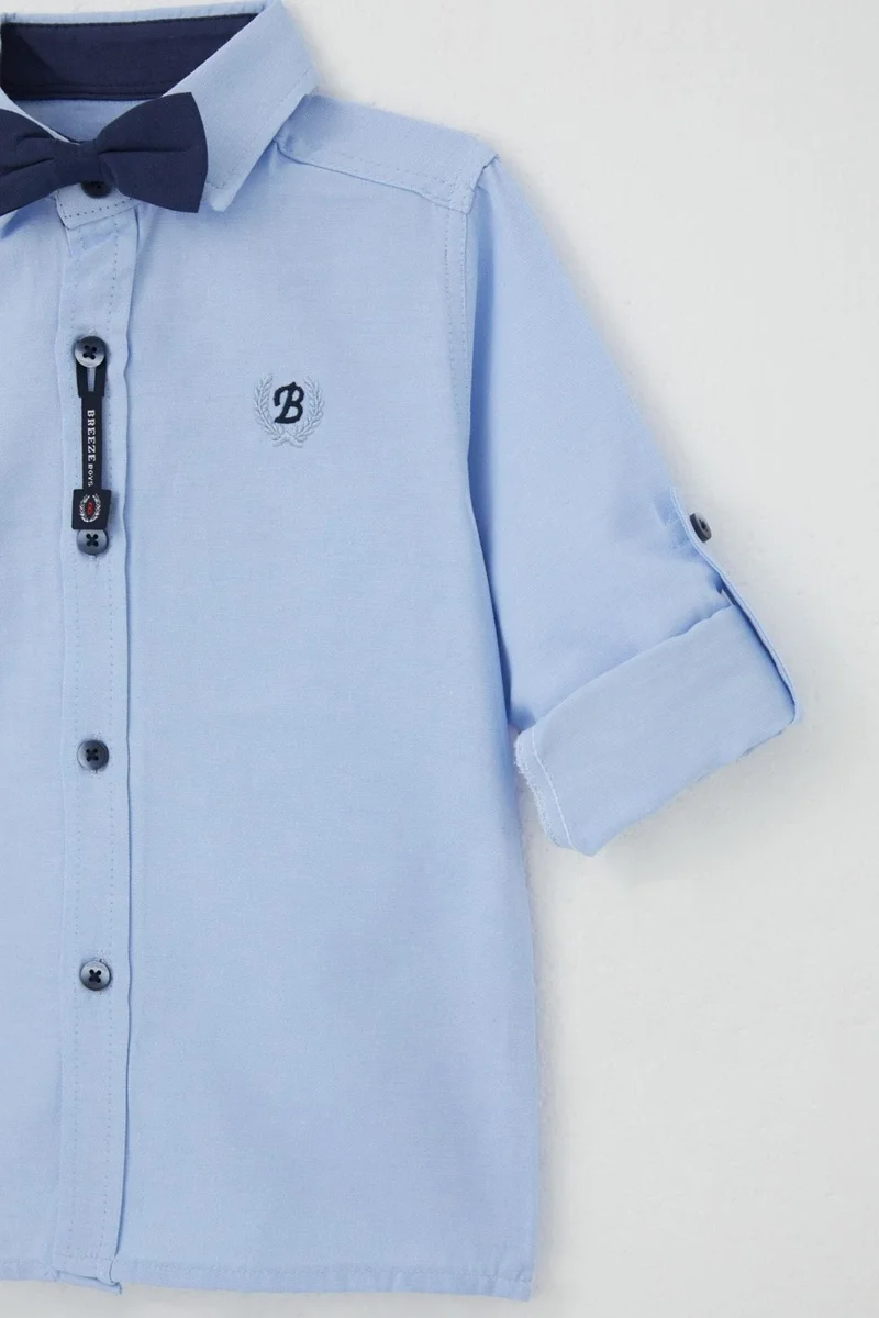 Breeze Boy Shirt with Bow Tie, Age 3-7, Light Blue