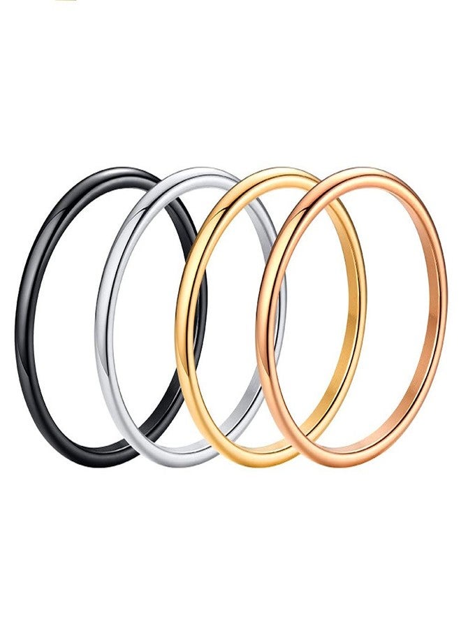 JAJAFOOK 4PCS/Set 2mm Stacking Rings for Women Stackable Thin Band Knuckle Finger Stacking Plain Ring, Size 9 - Image 1