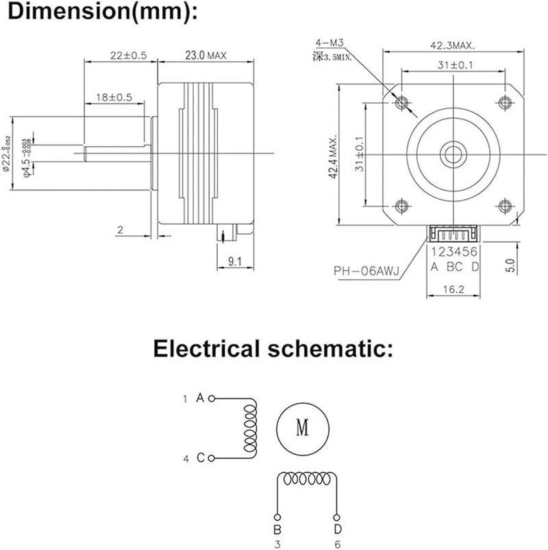 Kingroon KP3S 3D Printer Stepper Motor With Cable Replacement Part - Image 5