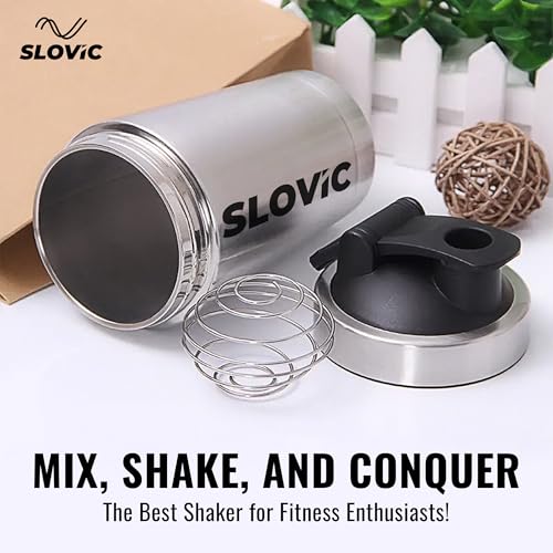 SLOVIC Steel Shaker For Gym [750 ML] | Gym Bottles For Men | Gyms Shaker for Men | Odor Free Protein Shaker Bottle For Protein Shake, Leakproof Stainless Steel Shakers Bottle For Exercise - Image 2