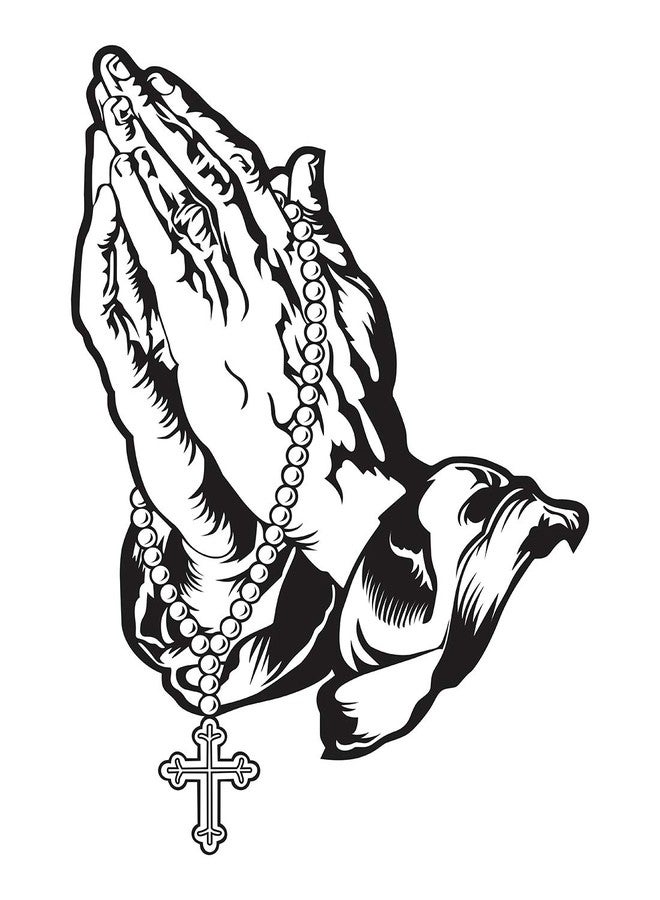 LANSTICK Hand Praying with Cross Sticker for Wall Decoration