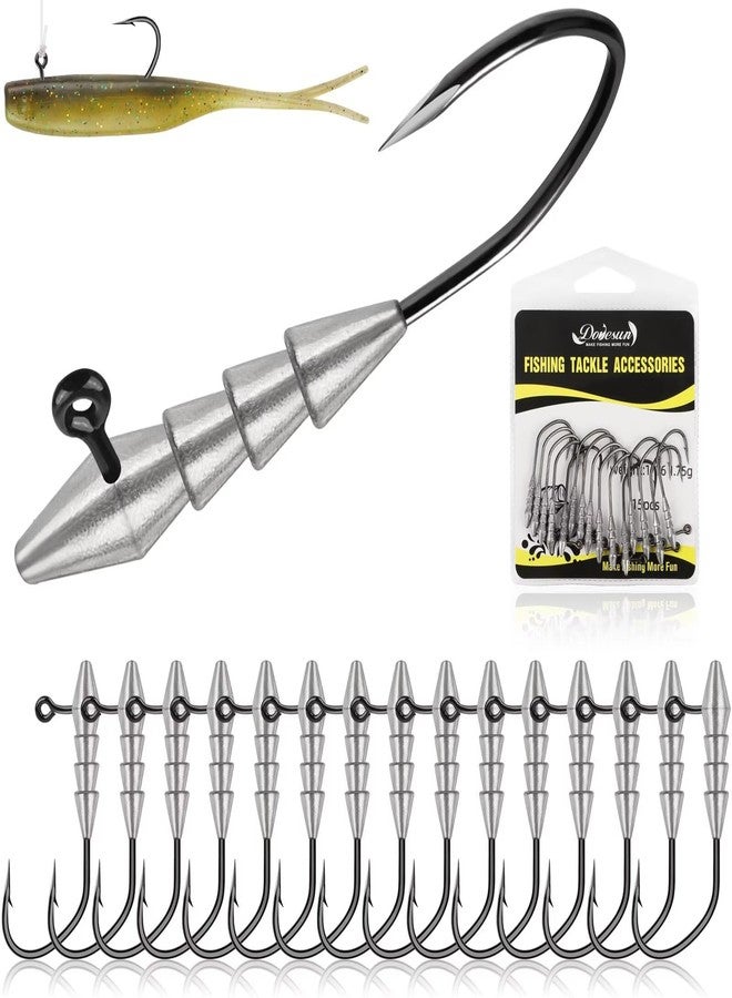 Dovesun 15PCS Hover Rig Jighead Swimbait Jig Heads for Bass Fishing Bass Hooks 1/0 Hover Strolling Rig Kit Fishing Jig Heads 1/16OZ - Image 1