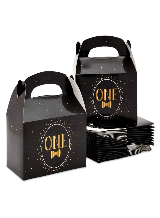 BLUE PANDA Kids Party Treat Kit - 24 Black Matte & Gold Foil Gable Paperboard Favor Boxes - Birthday Grab & Candy Boxes Party Pack for One-Year-Old Boy Decoration - Image 5