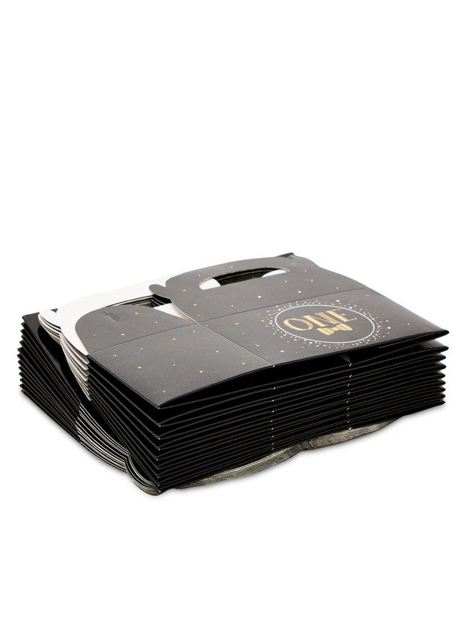 BLUE PANDA Kids Party Treat Kit - 24 Black Matte & Gold Foil Gable Paperboard Favor Boxes - Birthday Grab & Candy Boxes Party Pack for One-Year-Old Boy Decoration - Image 4