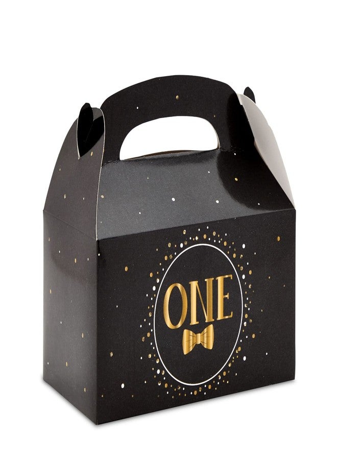 BLUE PANDA Kids Party Treat Kit - 24 Black Matte & Gold Foil Gable Paperboard Favor Boxes - Birthday Grab & Candy Boxes Party Pack for One-Year-Old Boy Decoration - Image 3