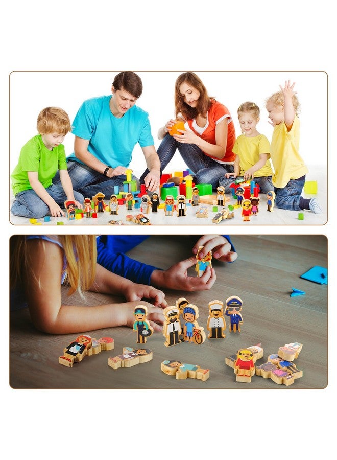 Kathfly 36 Pcs Wooden Community Helpers Community Wooden Toy Preschool Little Professionals Block Character Set Multicultural Career Figurines Creative Play Social Emotional Learning Wood People Toy - Image 3