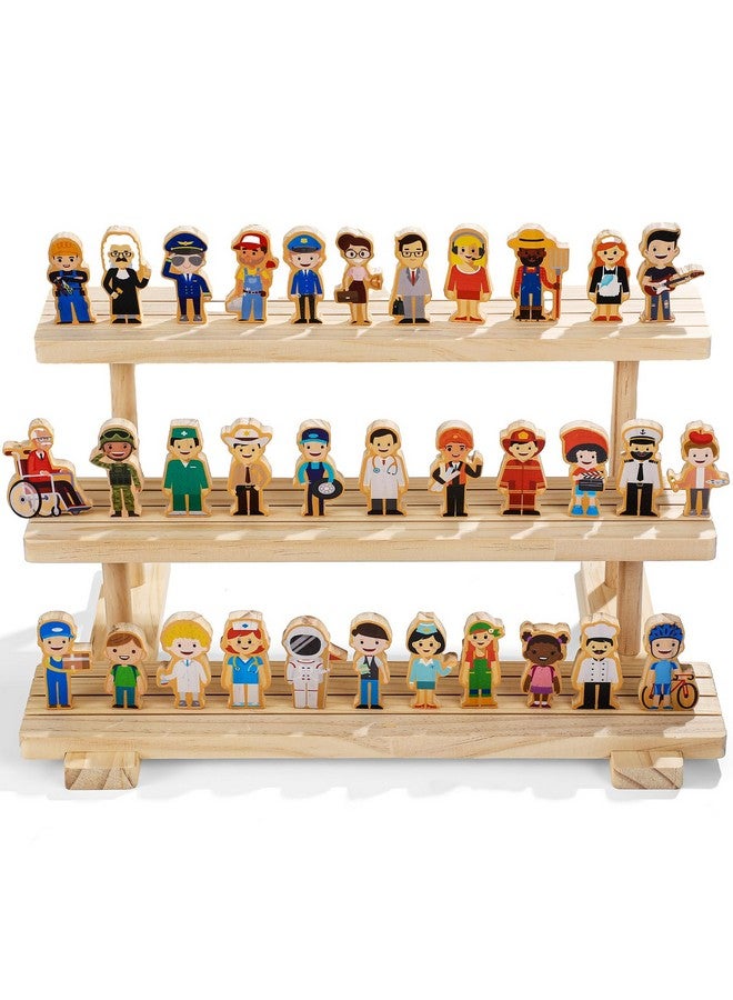 Kathfly 36 Pcs Wooden Community Helpers Community Wooden Toy Preschool Little Professionals Block Character Set Multicultural Career Figurines Creative Play Social Emotional Learning Wood People Toy - Image 1