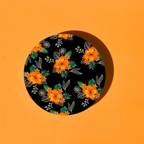 TAJNAN Printed Coaster Set of 6 Beautiful Wooden Coasters Plastic Coating Designer Coaster Stand Set Fit for Tea Cups,Coffee Mugs & Glasses (Round 4x4 Inch) (TAJ-Round-Coaster-Flower) - Image 4