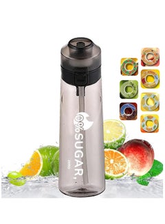 Arabest Sports Air Water Bottle BPA Free Starter up Set Drinking Bottles 650ML Fruit Fragrance Water Bottle with 7 Flavour pods%0 Sugar Water Cup for Gym and Outdoor Gift (Black)  - Image 1