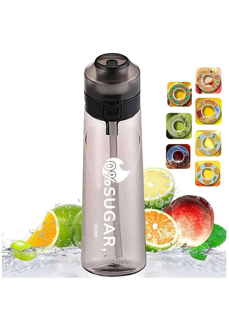 Arabest - Sports Air Water Bottle BPA Free Starter up Set Drinking Bottles 650ML Fruit Fragrance Water Bottle with 7 Flavour pods%0 Sugar Water Cup for Gym and Outdoor Gift (Black) - Image 1