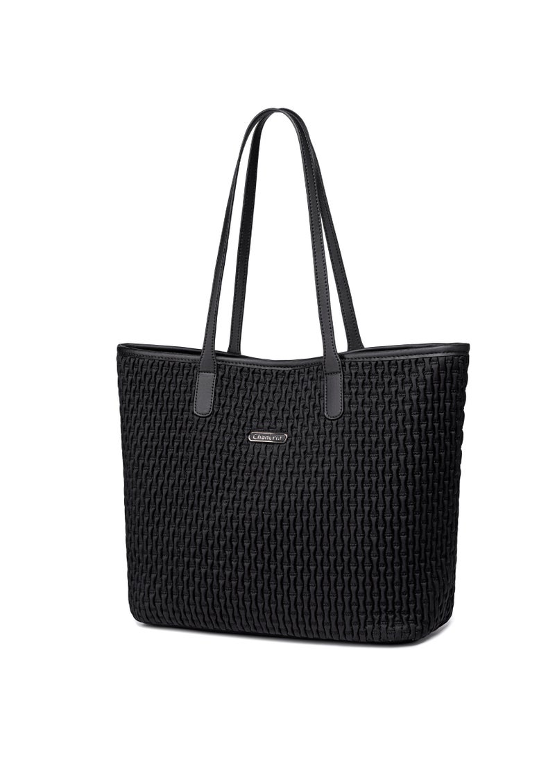 Chantria Premium Hand Bag for Women Water Resistant Multifunctional Tote Bag with Multiple Compartment for Casual Office College School, CB00801-Black - Image 1