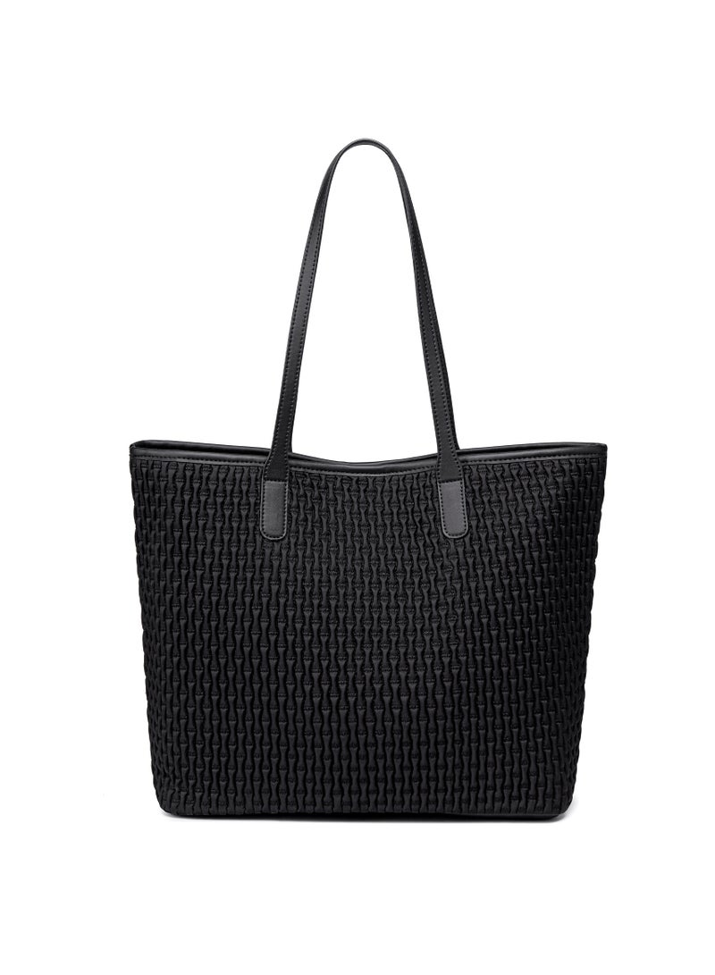 Chantria Premium Hand Bag for Women Water Resistant Multifunctional Tote Bag with Multiple Compartment for Casual Office College School, CB00801-Black - Image 3