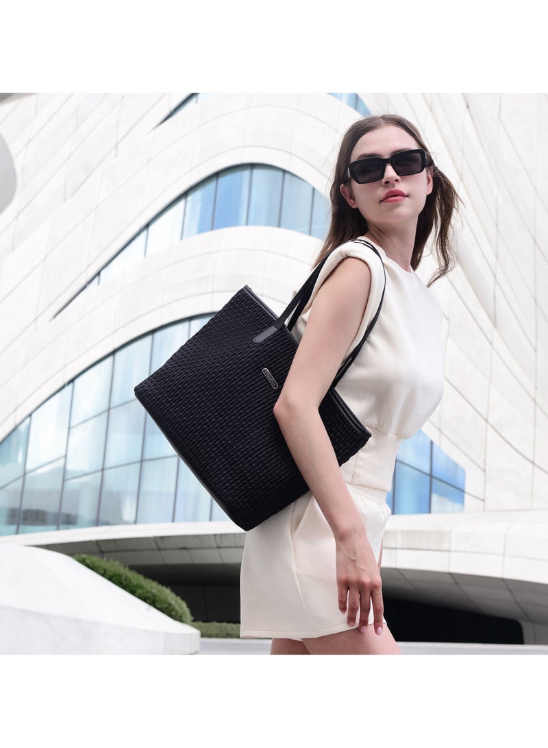 Chantria Premium Hand Bag for Women Water Resistant Multifunctional Tote Bag with Multiple Compartment for Casual Office College School, CB00801-Black - Image 4