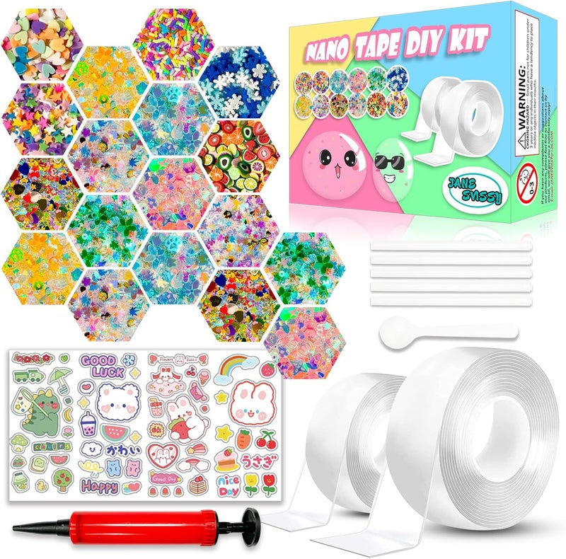 JANESVISSY Nano Tape Bubble Kit, Nano Double Sided Adhesive Tape Bubbles, Arts and Craft DIY Party Activities Toys Crts and Crafts for Kids Ages 8-12 Year Bubble Craft Kit Toys 2PCS (2"&1.2") - Image 1
