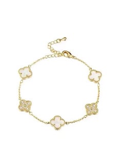 NCVI Women's 18k Gold White Petal Bracelet, High Quality Jewellery  - Image 1