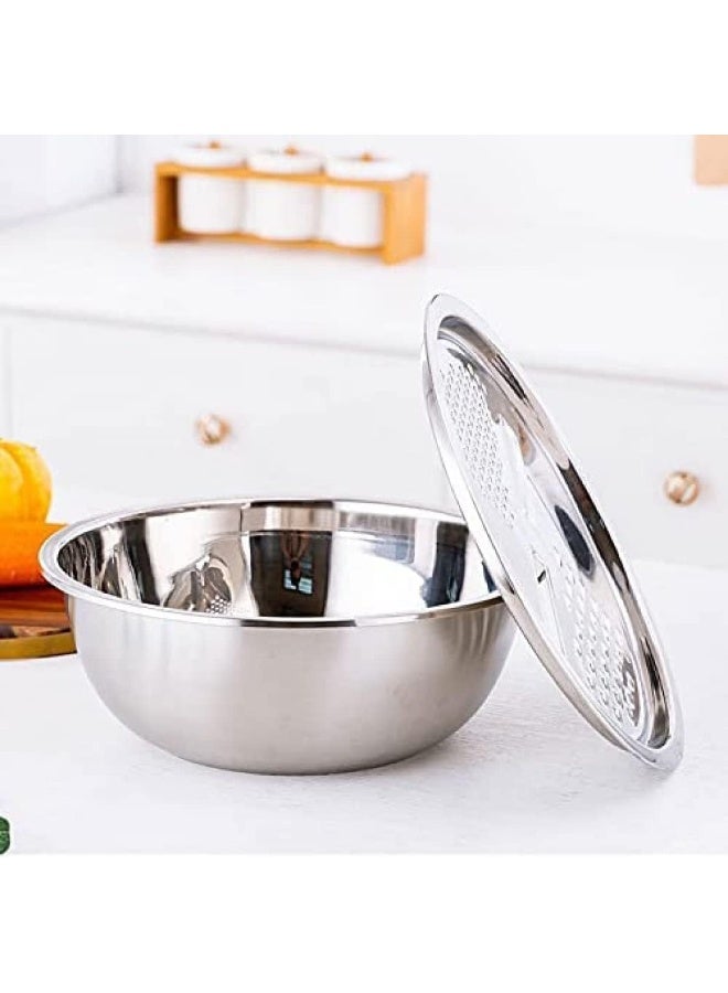 QJZZO QJZZO Manual Graters Slicers Grater Basin Multifunctional Stainless Steel Basin Drain Basket Vegetable Cutter 3 In 1 Kitchen Julienne Grater Home  - Image 5