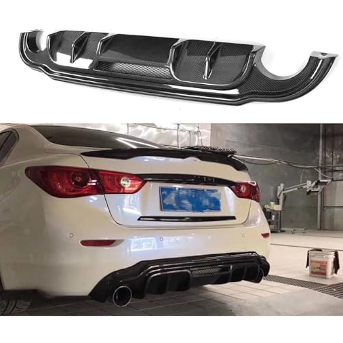 AUSMILA For 2013-2017 Infiniti Q50 S Style Rear Bumper Diffuser Carbon Fiber Black 1PCS - Image 1