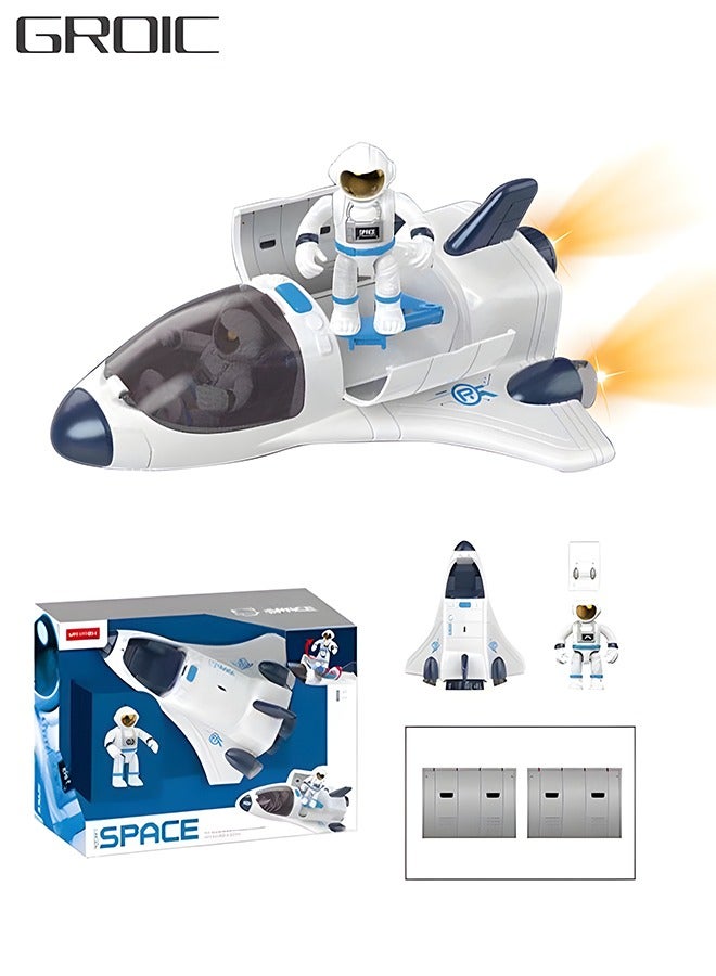GROIC Space Shuttle Toys for Kids, Electric Light & Music Space Toys with Astronaut Figures, Spaceship Space Rocket Toys for Boy Girls Birthday - Image 1