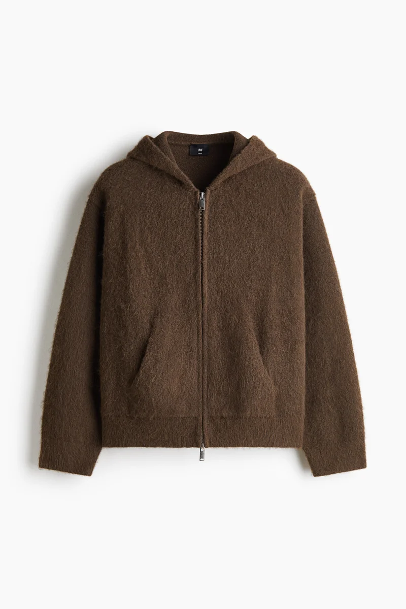 Loose Fit Hooded zip-through cardigan