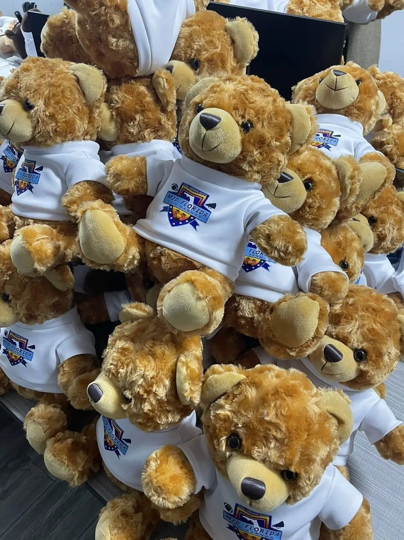 Y&D logo Teddy Bear Plush Toys with Heat Transfer Printing Different Color Shirt Stuffed Bear Toy with Sublimation Clothe - Image 3