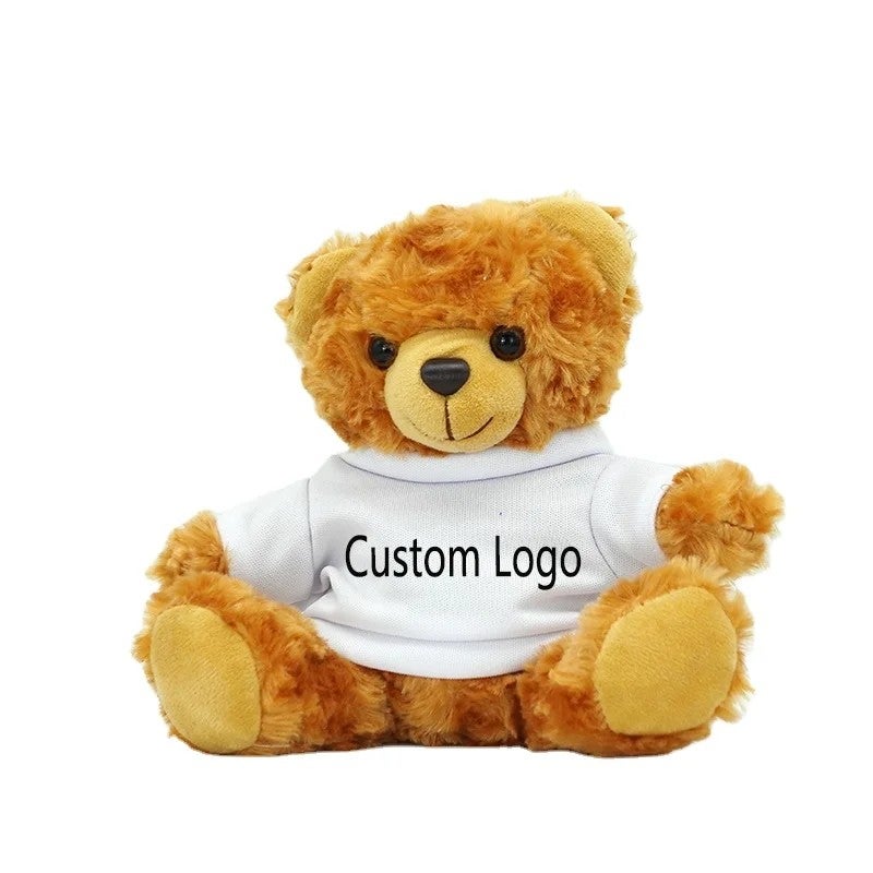 Y&D logo Teddy Bear Plush Toys with Heat Transfer Printing Different Color Shirt Stuffed Bear Toy with Sublimation Clothe - Image 2