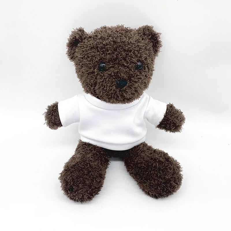 Y&D logo Teddy Bear Plush Toys with Heat Transfer Printing Different Color Shirt Stuffed Bear Toy with Sublimation Clothe - Image 1