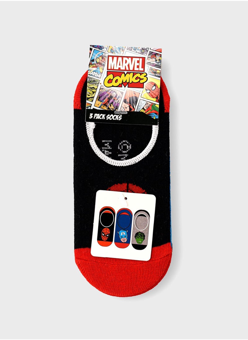 MARVEL - Kids 3 Pack Spiderman No Show Socks - Image 1