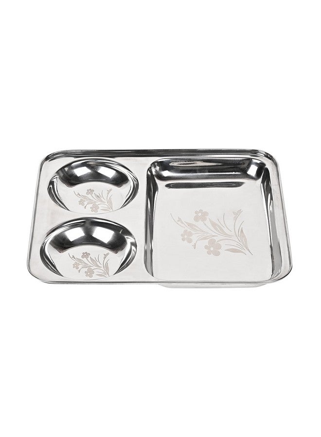 KC Stainless Steel Laser Partition Plate 3 in1 | Bhojan Thali | Dinner Plate Set of 2 - Image 5