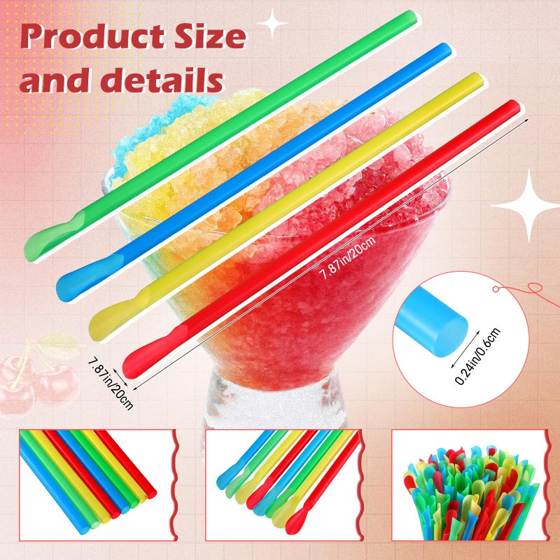 Eaasty 1000 Pcs Snow Cone Spoon Straws  Flexible Plastic Flexible Disposable Drinking Straws  Disposable Plastic Sip Stir Sticks (Red Blue Yellow Green) - Image 4