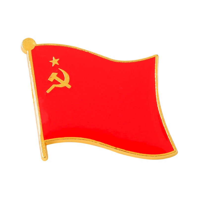 Red flag metal badge