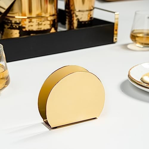Nestroots Tissue Paper Holder Iron Napkin Holder D Shape Napkin Holder For Dining Table Tissue Stand Gold - Image 3
