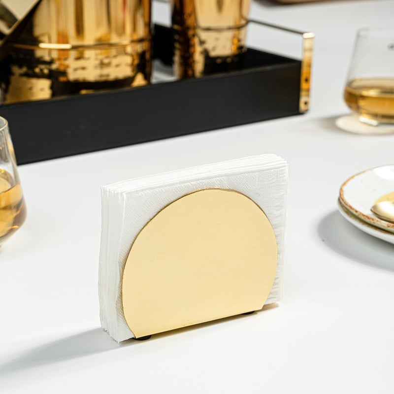 Nestroots Tissue Paper Holder Iron Napkin Holder D Shape Napkin Holder For Dining Table Tissue Stand Gold - Image 2