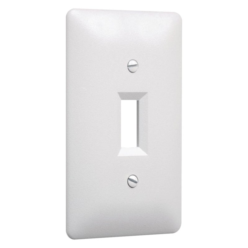 TayMac 4000W Paintable Single Toggle Light Wall Plate Cover, White, 1-Gang - Image 1