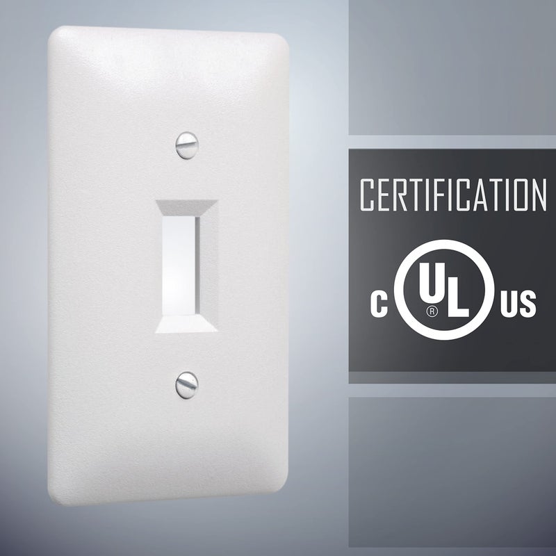 TayMac 4000W Paintable Single Toggle Light Wall Plate Cover, White, 1-Gang - Image 4