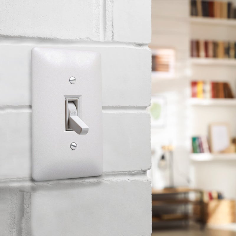 TayMac 4000W Paintable Single Toggle Light Wall Plate Cover, White, 1-Gang - Image 2