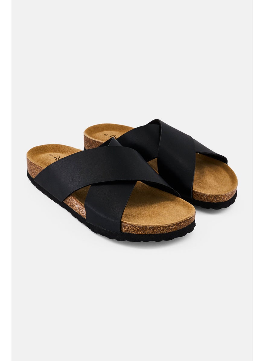 Algspar Men Slip On Cork Sandals, Black  - Image 1