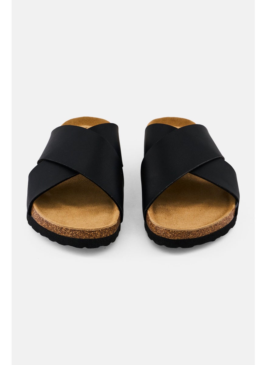 Algspar Men Slip On Cork Sandals, Black  - Image 3