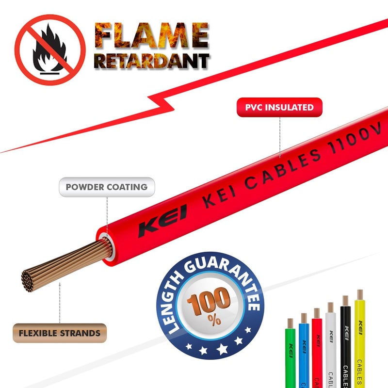 KEI WIRES CABLES Homecab 15 sqmm 1 Core Copper Flame Retardant House Wire PVC Insulated Cable for Domestic Industrial Electrical Wiring Red 90 Meters - Image 3
