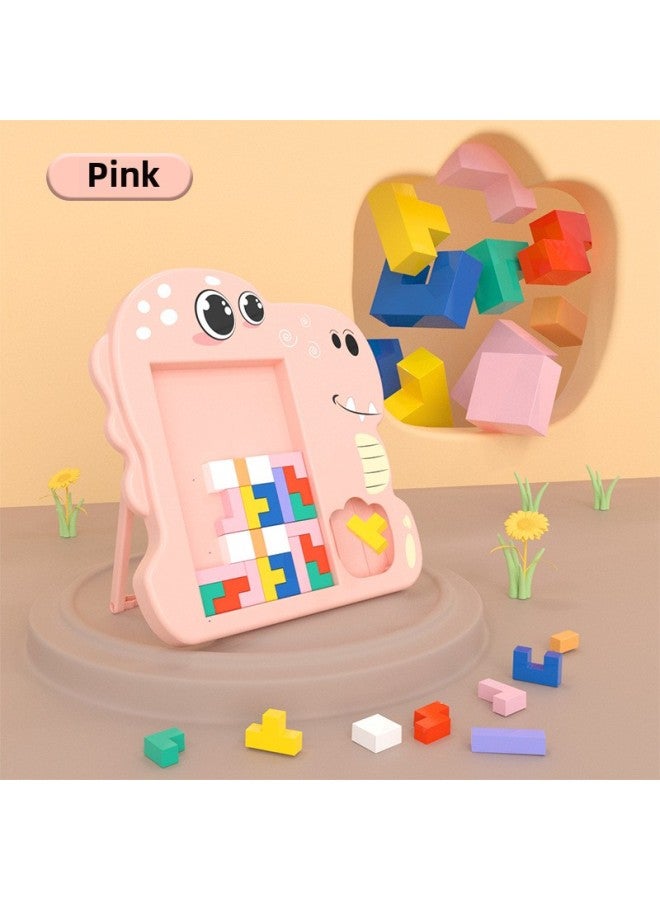 Popular Dinosaur Tetris Educational Toys Thinking Assembling Interest Building Blocks Puzzle Children's Jenga-Color:Pink Dinosaur Tetris - Image 1