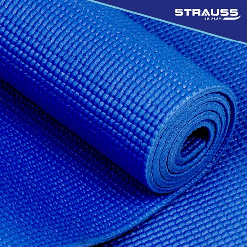 STRAUSS Yoga Mat with Carry Bag | Anti-Slip Exercise Mat for Women & Men | Home Gym Workout, Yoga, Pilates | Eco-friendly | Non-Slip Surface | Lightweight & Durable | 6mm (Blue) - Image 5
