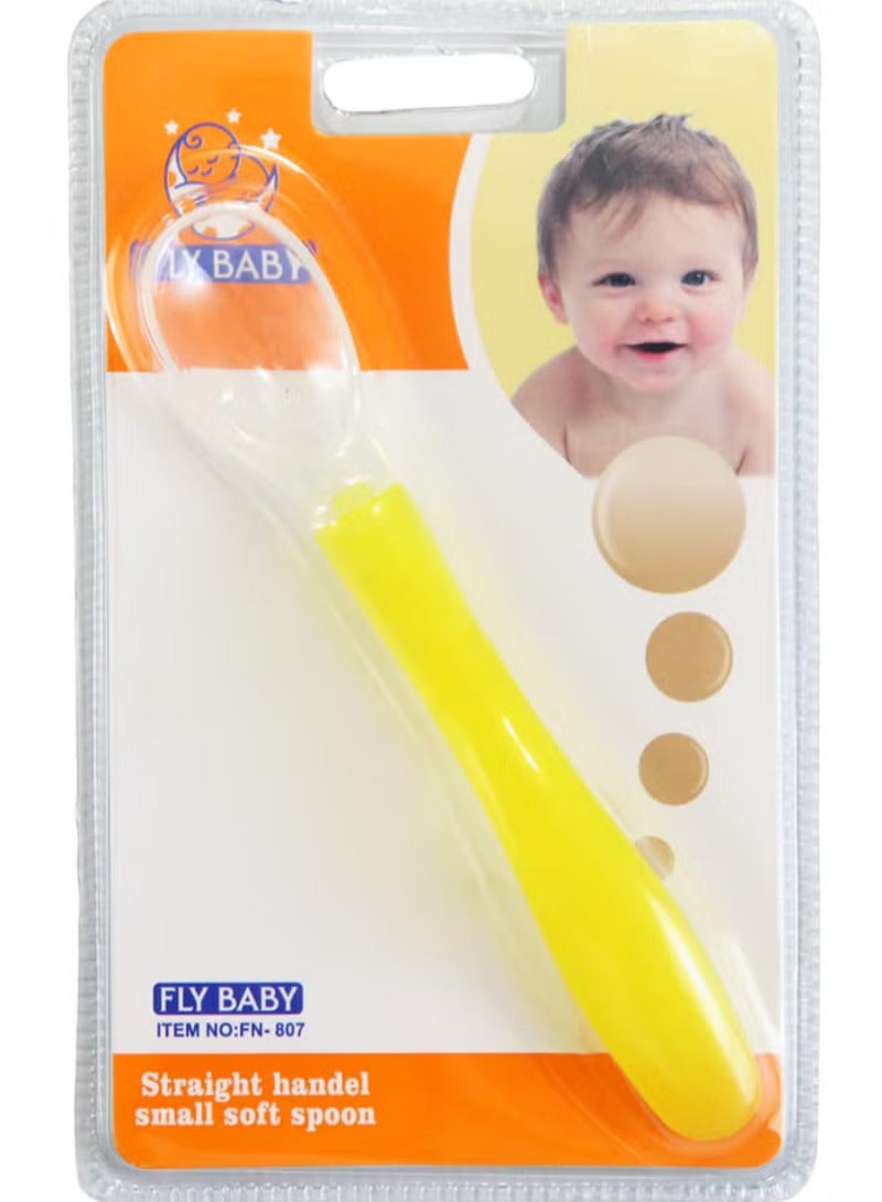 فلاي بايبي فلاي بيبي ملعقة ناعمة صغيرة بمقبض مستقيم ، متعددة الألوان