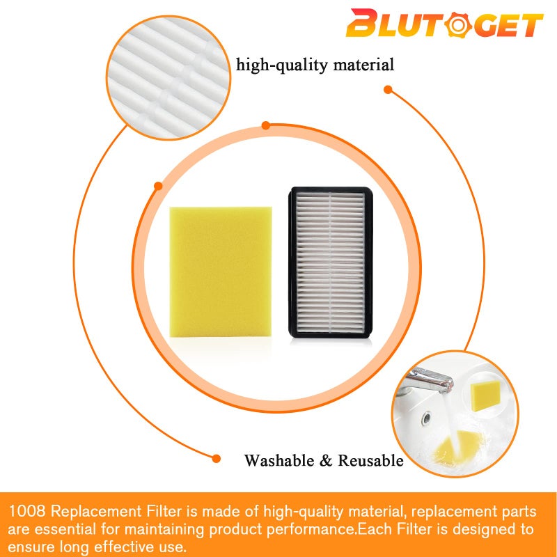 Blutoget 1008 Vacuum Filters 2 + 2 Pack by Blutoget-Fit for Bissell 1008 CleanView Upright 9595A 1819 1822 1825 1831 1330 1332- Compare to Part 2032663 1601502(2 Pre-Motor Foam & 2 Post-Motor Filters 1 brush) - Image 3