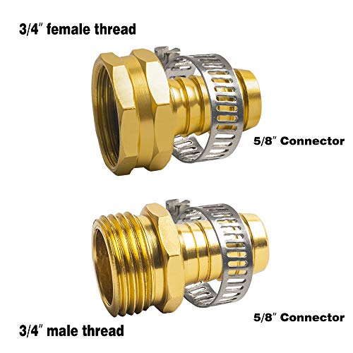 Xiny Tool Hose Repair Connectors with Claps, 5/8" Aluminum Garden Hose Repair Kit, Female and Male Hose Connectors & Fitting with Stainless Steel Clamp, 3 pack - Image 4