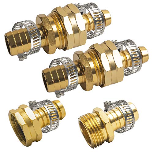 Xiny Tool Hose Repair Connectors with Claps, 5/8" Aluminum Garden Hose Repair Kit, Female and Male Hose Connectors & Fitting with Stainless Steel Clamp, 3 pack - Image 2
